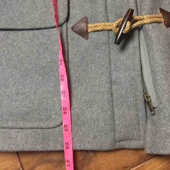 J Crew Melton Wool Jacket Size 12 Gray Hooded Car Coat With Toggle Buttons - Picture 13 of 13